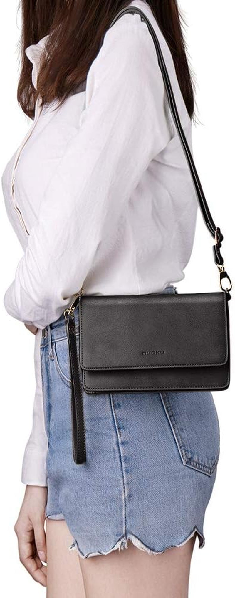 Women Small Crossbody Bag Cellphone Purse Wallet with RFID Card Slots 2 Straps Wristlet(Max 6.5'')