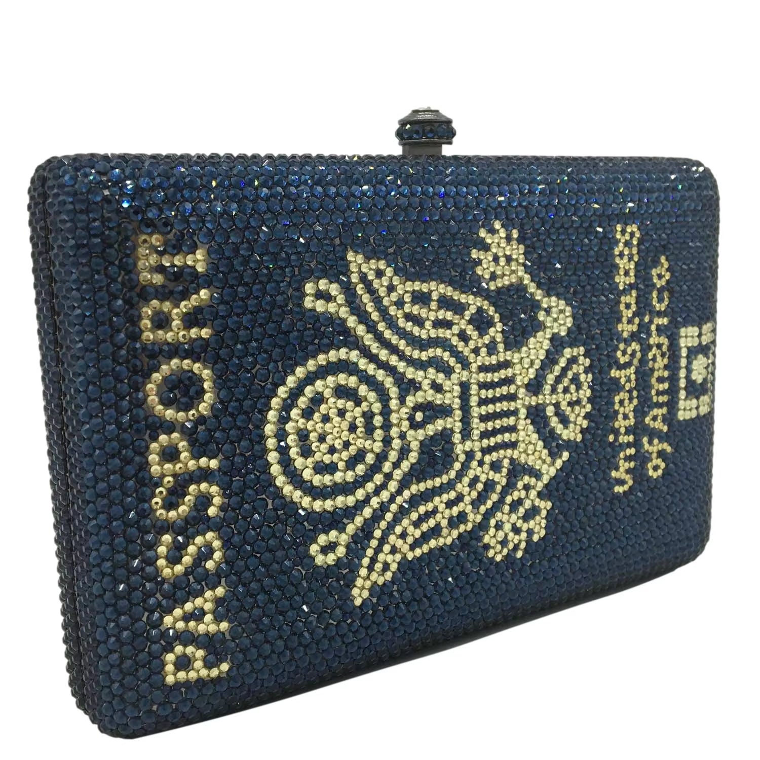 Novelty America Passport Box Clutch Women Crystal Evening Handbags and Purses Party Dinner Rhinestone Bags